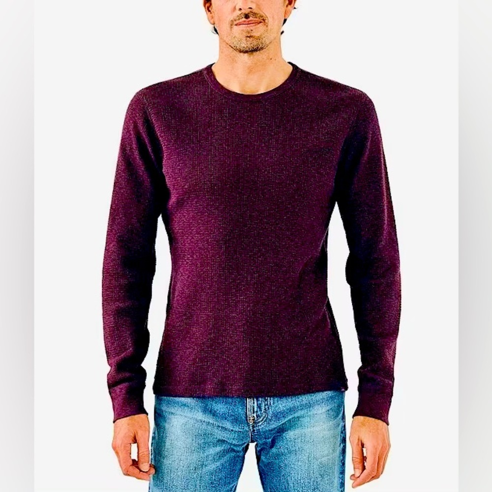 Faherty Surplus Waffle Crew L Merlot